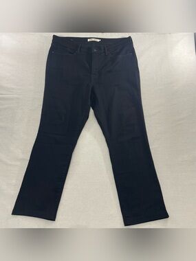 Levis Premium High Rise Straight Leg Stretch Denim Jeans Black Womens 18 (40x30)